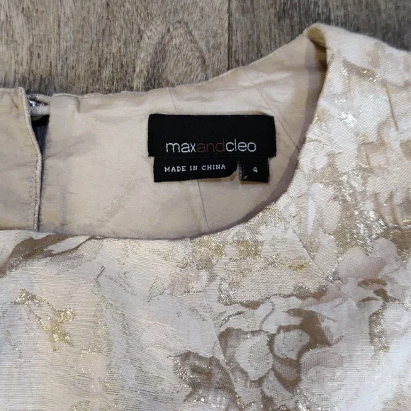 Max and Cleo Dress sz4 Metallic Pockets Keyhole Back Hidden Zipper - Picture 4 of 6